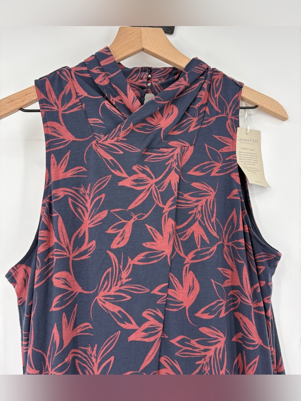 NWT Garnet Hill TENCEL Lyocell Floral Mock Neck Maxi Dress M Pockets - Picture 6 of 16